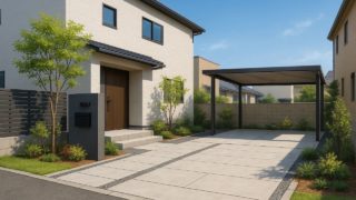 伊勢原市の住宅に施工されたおしゃれで安い外構イメージ