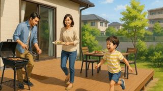 伊勢原市の住宅に施工されたウッドデッキイメージ