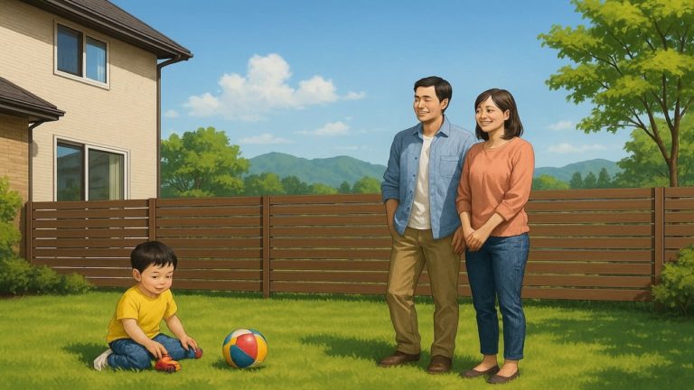 石狩市の住宅に施工された目隠しフェンスイメージ