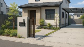 【石狩市】素材を絞って安いのにおしゃれな外構イメージ 石狩市の住宅に施工されたおしゃれで安い外構イメージ