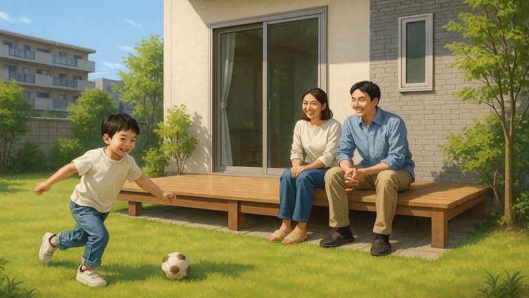 石狩市の住宅に施工されたウッドデッキイメージ