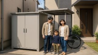 板橋区の住宅に施工された屋外用物置イメージ