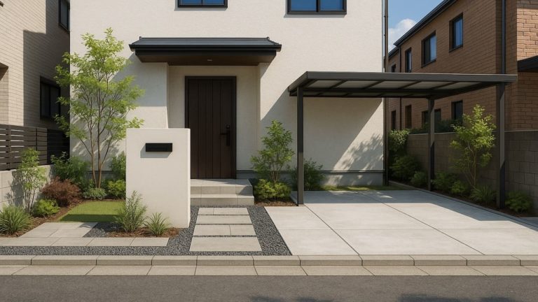 伊丹市の住宅に施工されたおしゃれで安い外構イメージ