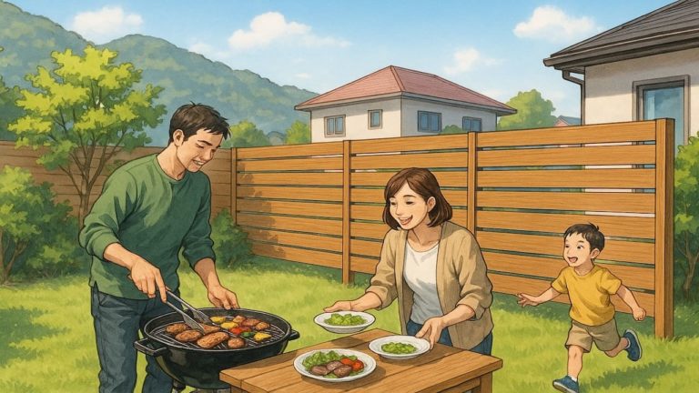 いわき市の住宅に施工された目隠しフェンスイメージ