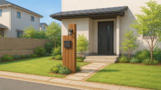 【岩国市】安いのにおしゃれな外構を生むレイアウトの工夫 岩国市の住宅に施工されたおしゃれで安い外構イメージ