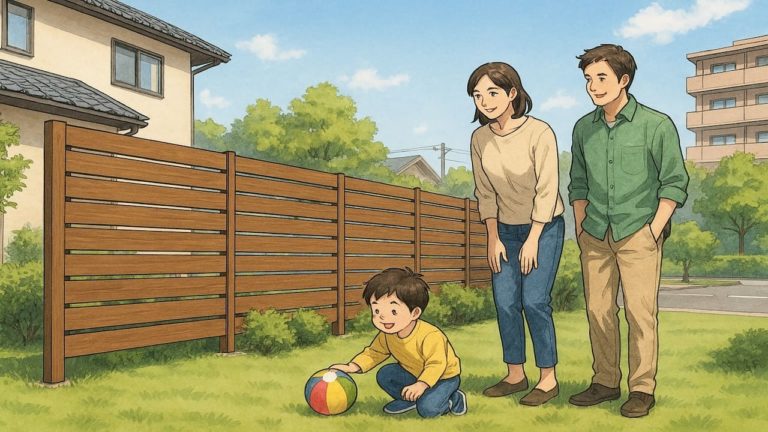 磐田市の住宅に施工された目隠しフェンスイメージ