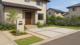 磐田市の住宅に施工されたおしゃれで安い外構イメージ