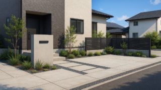 岩手県の住宅に施工されたおしゃれで安い外構イメージ