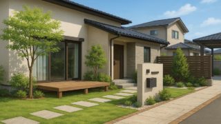 【泉佐野市】安い×おしゃれ外構を写真映えさせる色設計 泉佐野市の住宅に施工されたおしゃれで安い外構イメージ