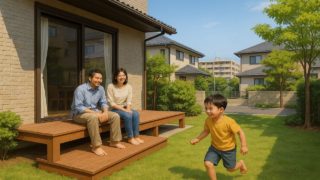 泉佐野市の住宅に施工されたウッドデッキイメージ