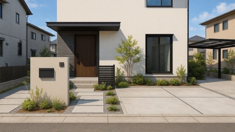 出雲市の住宅に施工されたおしゃれで安い外構イメージ