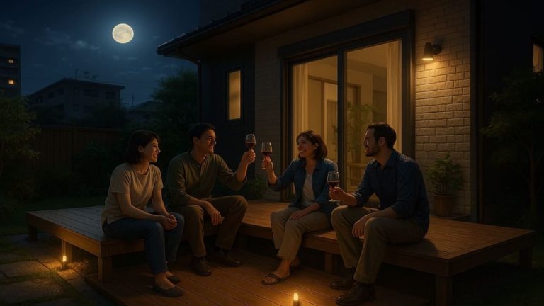 門真市の住宅に施工されたウッドデッキイメージ