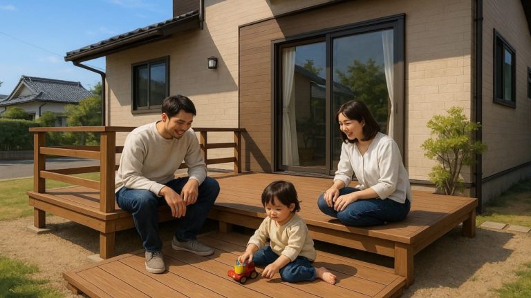 香川県の住宅に施工されたウッドデッキイメージ