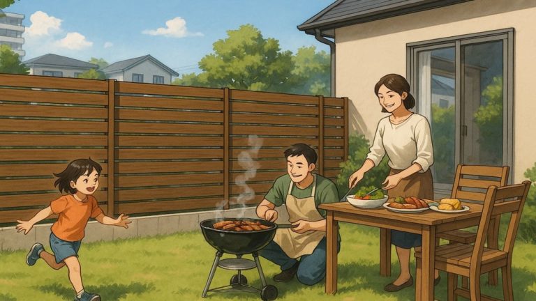 甲斐市の住宅に施工された目隠しフェンスイメージ