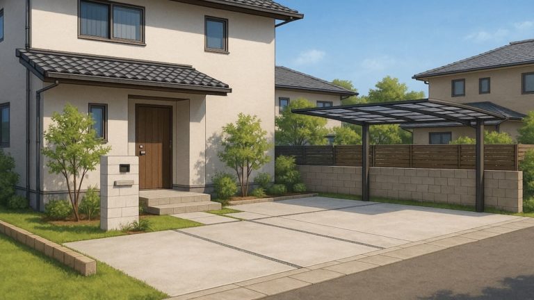 掛川市の住宅に施工されたおしゃれで安い外構イメージ