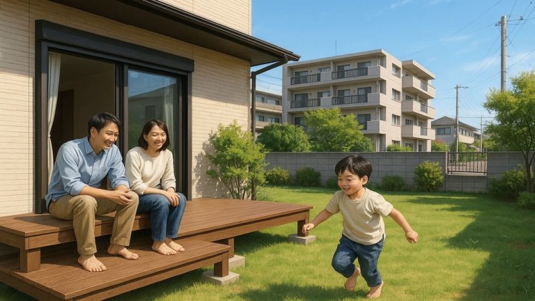 加古川市の住宅に施工されたウッドデッキイメージ