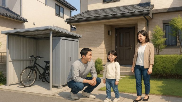 鎌ヶ谷市の住宅に施工された屋外用物置イメージ