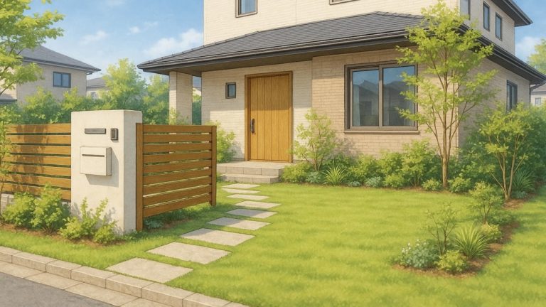 亀岡市の住宅に施工されたおしゃれで安い外構イメージ