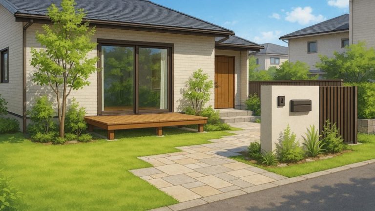 神奈川県の住宅に施工されたおしゃれで安い外構イメージ