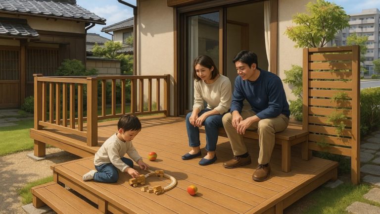 金沢市の住宅に施工されたウッドデッキイメージ