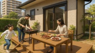 関西地方の住宅に施工されたウッドデッキイメージ