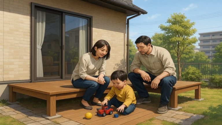 鹿沼市の住宅に施工されたウッドデッキイメージ