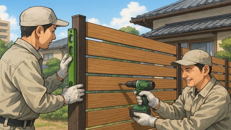 唐津市の住宅に施工された目隠しフェンスイメージ