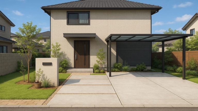 唐津市の住宅に施工されたおしゃれで安い外構イメージ