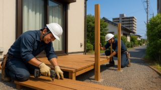 刈谷市の住宅に施工されたウッドデッキイメージ