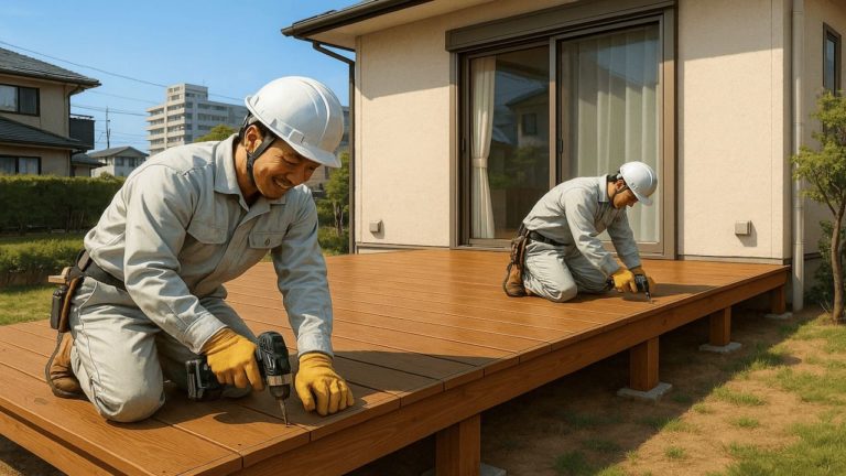 柏市の住宅に施工されたウッドデッキイメージ