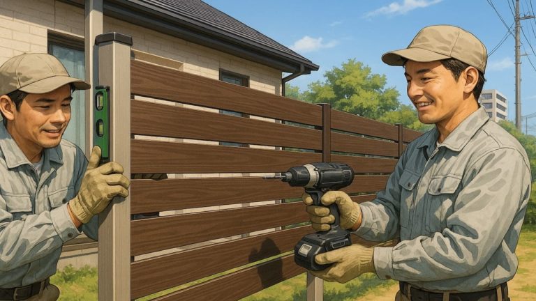 春日市の住宅に施工された目隠しフェンスイメージ