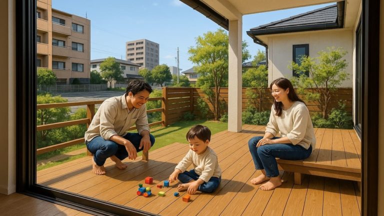 春日井市の住宅に施工されたウッドデッキイメージ