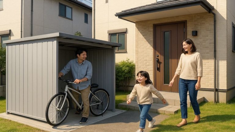 葛飾区の住宅に施工された屋外用物置イメージ