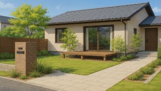 【河内長野市】安いのにおしゃれな外構で玄関前を映える印象に 河内長野市の住宅に施工されたおしゃれで安い外構イメージ