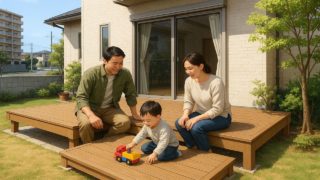 川越市の住宅に施工されたウッドデッキイメージ