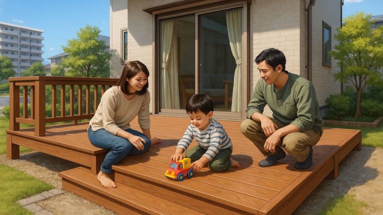 川口市の住宅に施工されたウッドデッキイメージ