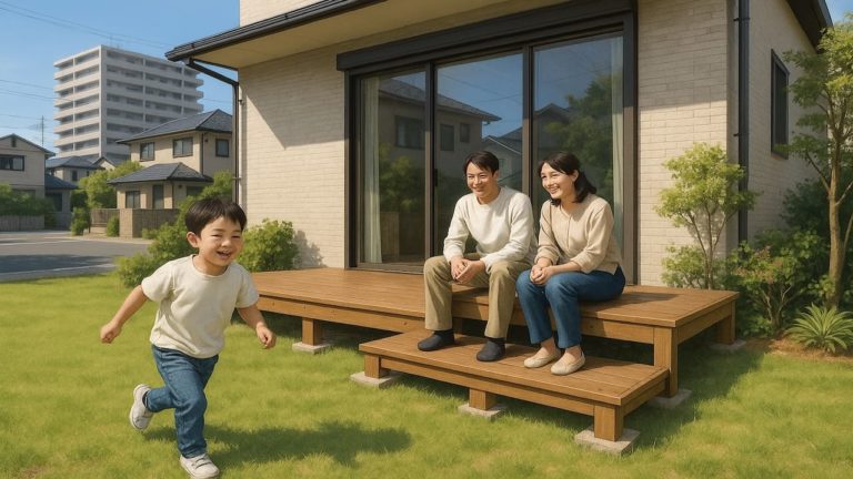 川西市の住宅に施工されたウッドデッキイメージ