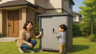 【川崎市】安い×おしゃれ物置工事|失敗しない依頼ポイント 川崎市の住宅に施工された屋外用物置イメージ