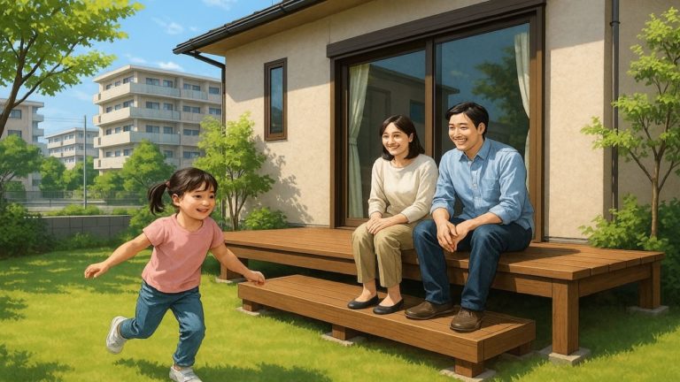 川崎市の住宅に施工されたウッドデッキイメージ