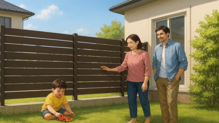 加須市の住宅に施工された目隠しフェンスイメージ