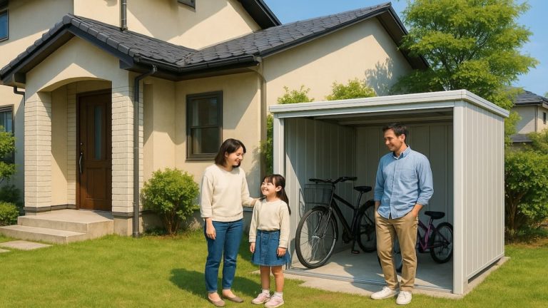 加須市の住宅に施工された屋外用物置イメージ