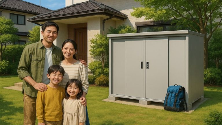 君津市の住宅に施工された屋外用物置イメージ