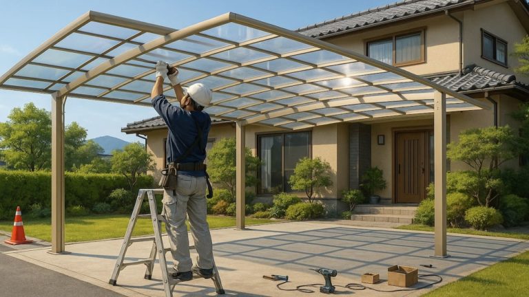 霧島市の住宅に施工されたカーポートイメージ