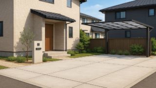 霧島市の住宅に施工されたおしゃれで安い外構イメージ