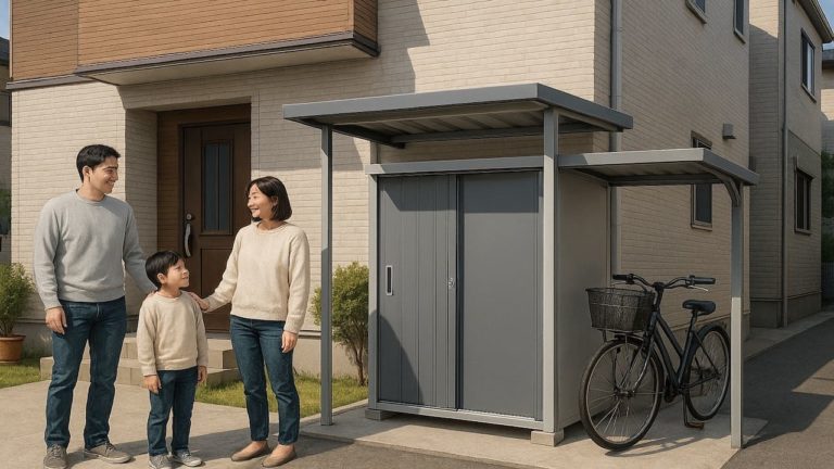 木更津市の住宅に施工された屋外用物置イメージ