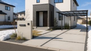 北広島市の住宅に施工されたおしゃれで安い外構イメージ