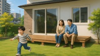 北広島市の住宅に施工されたウッドデッキイメージ