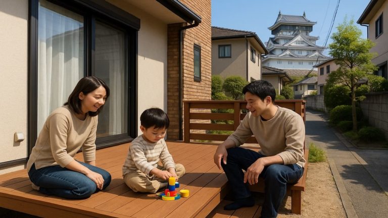 北九州市の住宅に施工されたウッドデッキイメージ