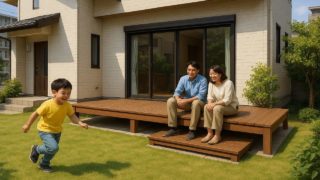 神戸市の住宅に施工されたウッドデッキイメージ