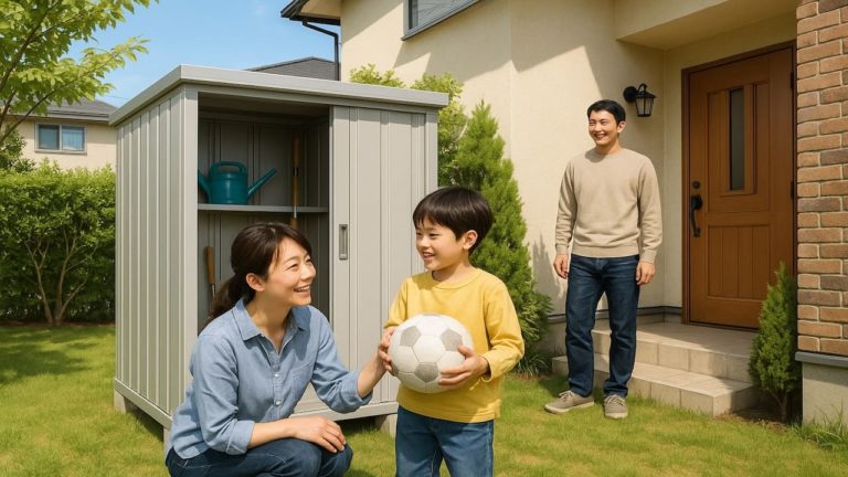 小平市の住宅に施工された屋外用物置イメージ